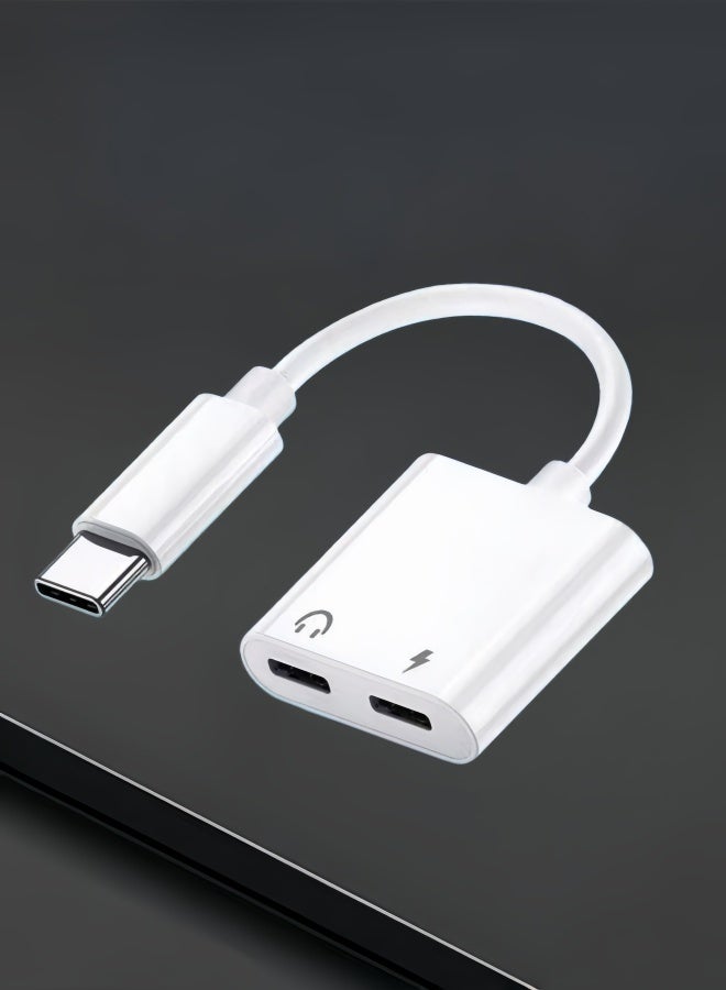 الصفحة الرئيسية محول USB-C إلى USB-C لمقبس سماعة الرأس مع شحن سريع 100 واط إصدار رقمي - متوافق مع iPhone 15/16/17 Pro و Pro Max و Samsung Galaxy S24/S23/S22/S21 Ultra و iPad Pro وأجهزة أخرى - Image 1